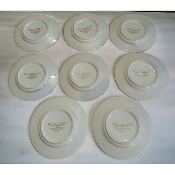 VTG 2000 Retroneu Vineyard GOLD 4325  22K Gold Band Cup & 8 Saucers - Picture 4 of 5